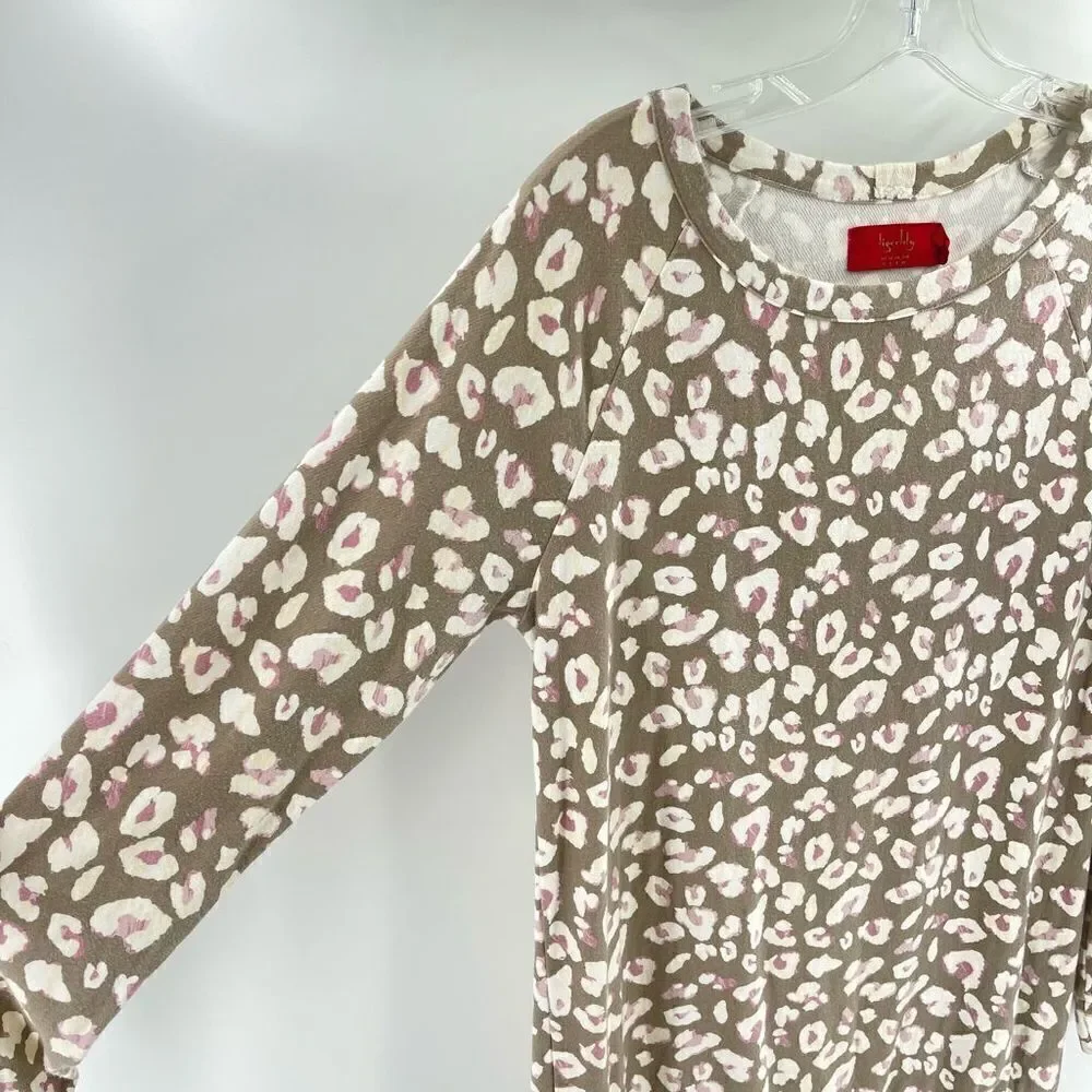 Tigerlily stretch cotton modal leopard print animal tunic mini dress sweatshirt